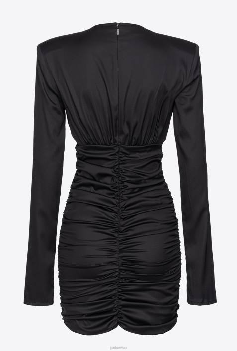 kurze Kleider | Pinko Limousine schwarz Minikleid aus Stretch-SatinZ4ZP105