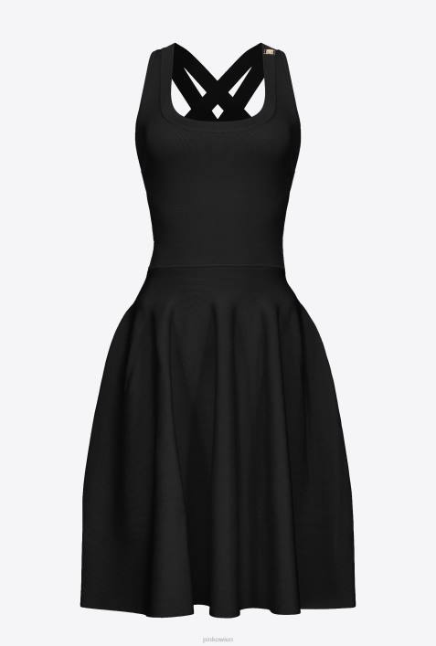 kurze Kleider | Pinko Limousine schwarz Minikleid mit Crossover-Detail auf der RückseiteZ4ZP73