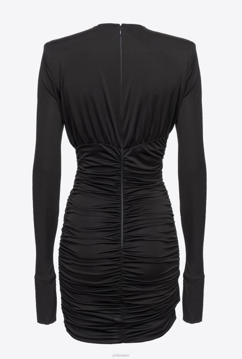 kurze Kleider | Pinko Limousine schwarz Minikleid mit Crossover-Detail und DrapierungZ4ZP200