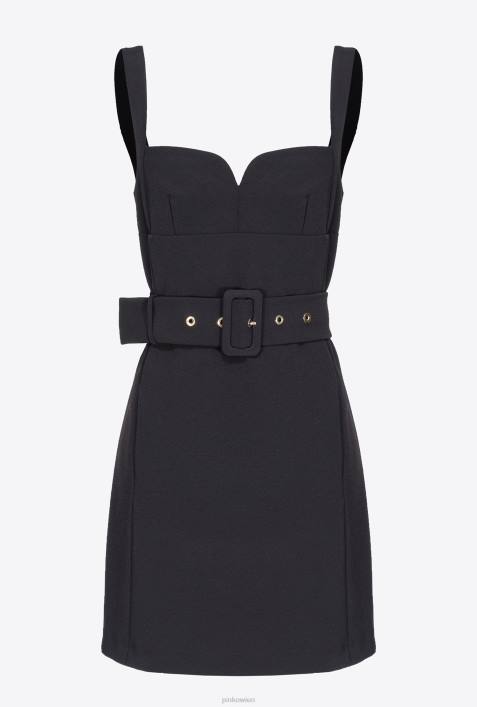 kurze Kleider | Pinko Limousine schwarz Minikleid mit GürtelZ4ZP13