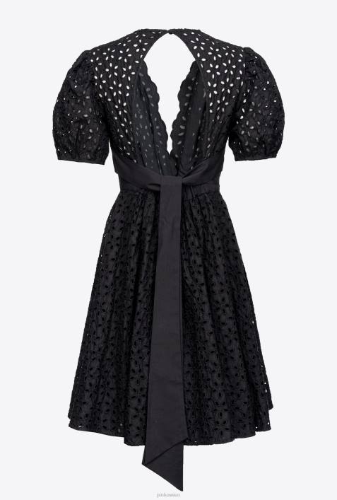 kurze Kleider | Pinko Limousine schwarz Minikleid mit LochstickereiZ4ZP59