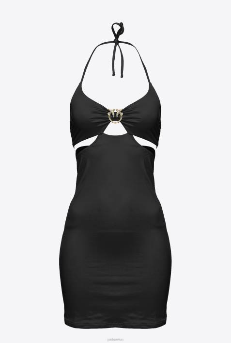 kurze Kleider | Pinko Limousine schwarz Minikleid mit Love Birds-SchnalleZ4ZP206