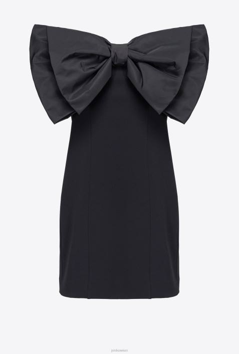 kurze Kleider | Pinko Limousine schwarz Minikleid mit Maxischleife vorneZ4ZP180