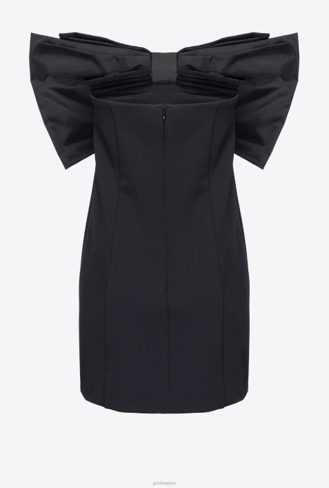 kurze Kleider | Pinko Limousine schwarz Minikleid mit Maxischleife vorneZ4ZP180