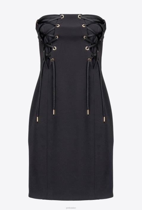 kurze Kleider | Pinko Limousine schwarz Minikleid mit SchnürungZ4ZP14