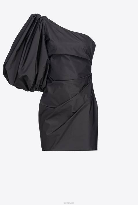 kurze Kleider | Pinko Limousine schwarz One-Shoulder-Minikleid aus TaftZ4ZP174
