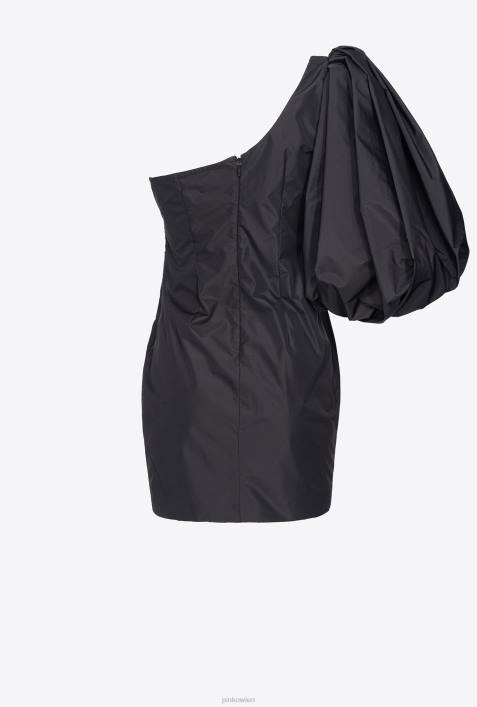 kurze Kleider | Pinko Limousine schwarz One-Shoulder-Minikleid aus TaftZ4ZP174