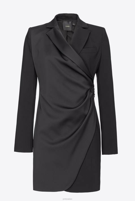 kurze Kleider | Pinko Limousine schwarz Satin-BlazerkleidZ4ZP149