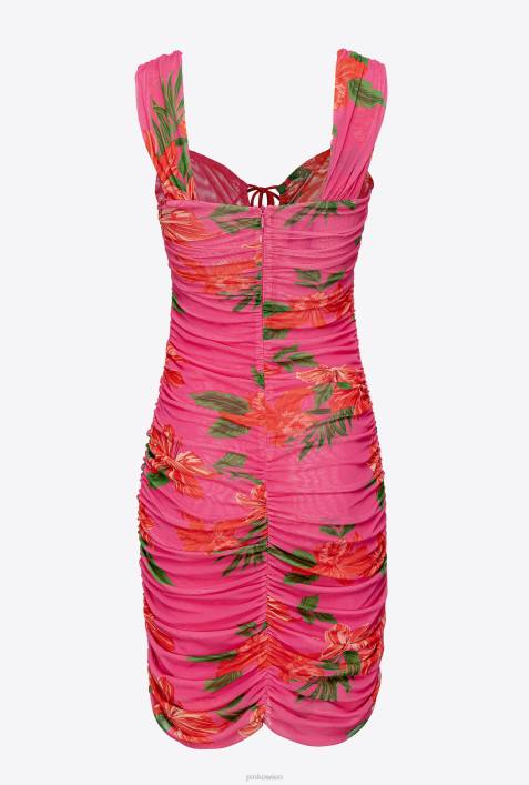 kurze Kleider | Pinko Multi-Fuchsia/Rot Minikleid mit BlumendruckZ4ZP143