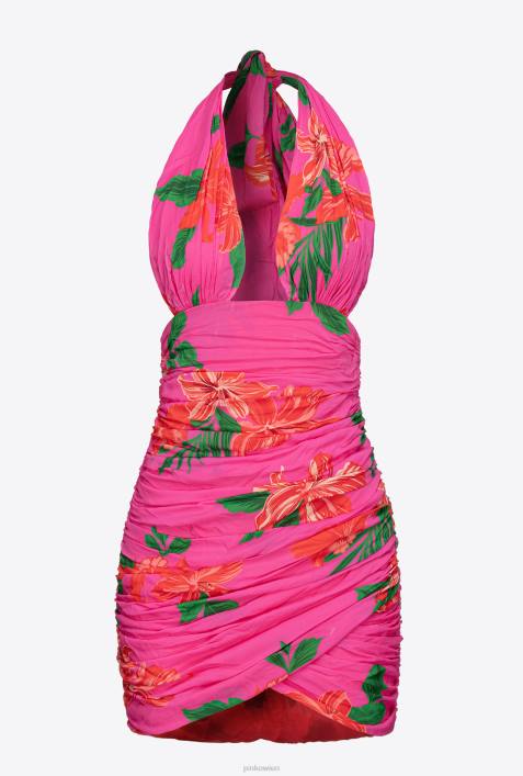 kurze Kleider | Pinko Multi-Fuchsia/Rot geblümtes MinikleidZ4ZP144