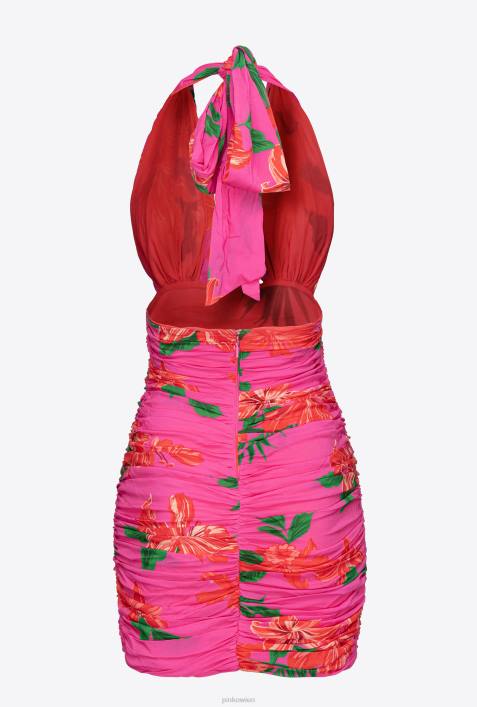 kurze Kleider | Pinko Multi-Fuchsia/Rot geblümtes MinikleidZ4ZP144