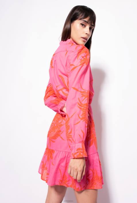 kurze Kleider | Pinko Pink Rot kurzes Kleid mit großen bedruckten BlumenZ4ZP66