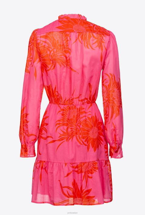 kurze Kleider | Pinko Pink Rot kurzes Kleid mit großen bedruckten BlumenZ4ZP66