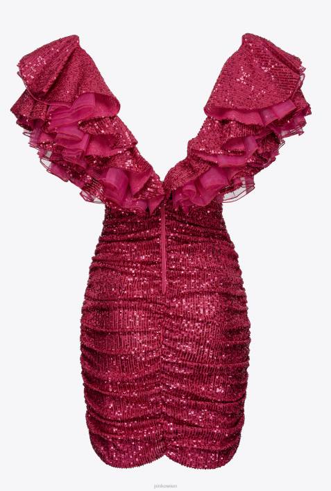 kurze Kleider | Pinko fuchsia/grau Komplett mit Pailletten besetztes MinikleidZ4ZP172