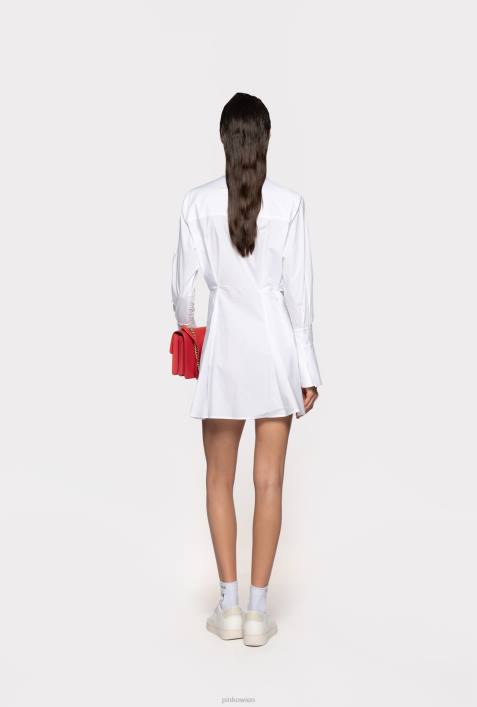 kurze Kleider | Pinko helles Weiss Kurzes Hemdblusenkleid aus BaumwollpopelineZ4ZP65