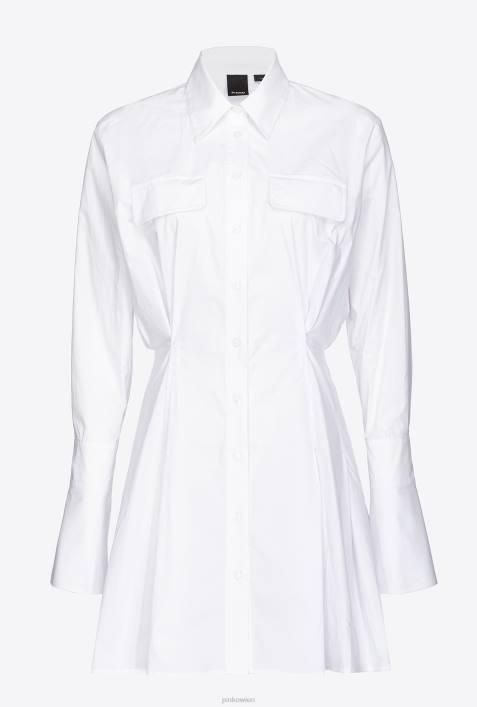 kurze Kleider | Pinko helles Weiss Kurzes Hemdblusenkleid aus BaumwollpopelineZ4ZP65