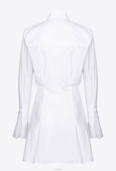kurze Kleider | Pinko helles Weiss Kurzes Hemdblusenkleid aus BaumwollpopelineZ4ZP65