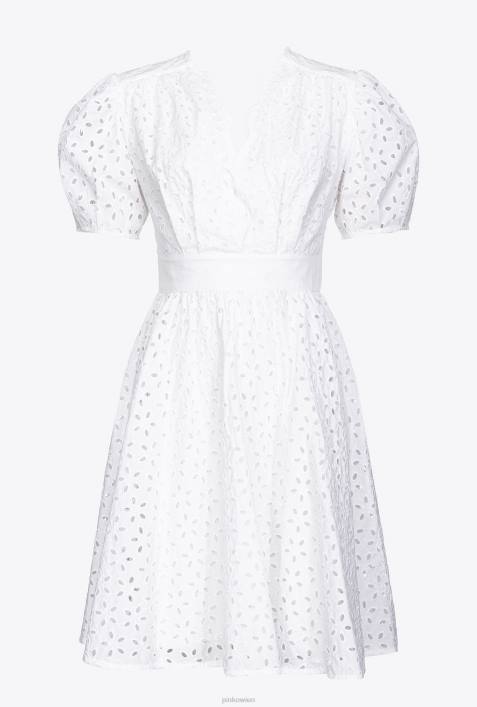 kurze Kleider | Pinko helles Weiss Minikleid mit LochstickereiZ4ZP58