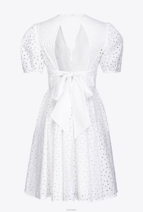 kurze Kleider | Pinko helles Weiss Minikleid mit LochstickereiZ4ZP58