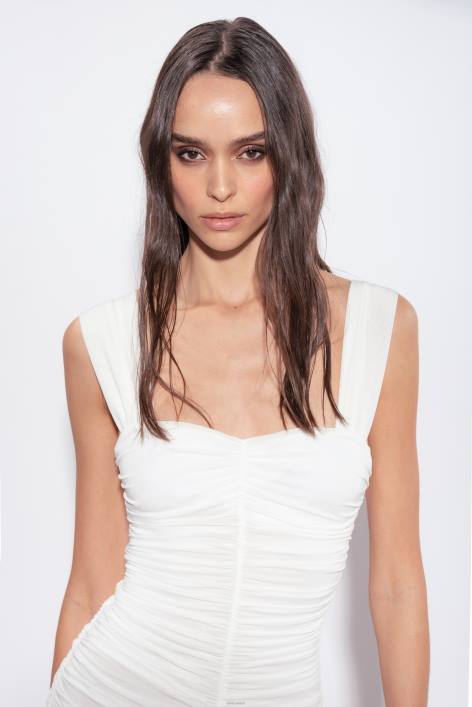 kurze Kleider | Pinko helles Weiss drapiertes Minikleid aus JerseyZ4ZP23