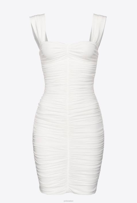 kurze Kleider | Pinko helles Weiss drapiertes Minikleid aus JerseyZ4ZP23