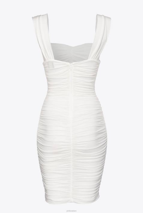 kurze Kleider | Pinko helles Weiss drapiertes Minikleid aus JerseyZ4ZP23