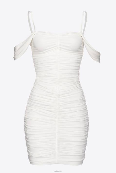 kurze Kleider | Pinko helles Weiss drapiertes Minikleid aus JerseyZ4ZP23