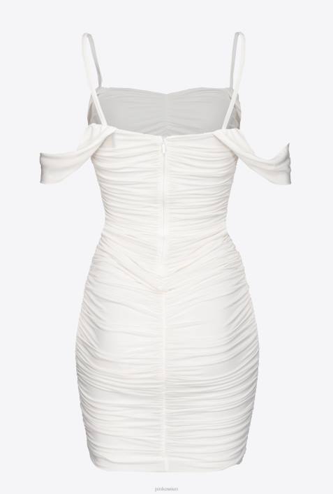kurze Kleider | Pinko helles Weiss drapiertes Minikleid aus JerseyZ4ZP23
