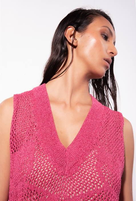 kurze Kleider | Pinko himbeerrot Minikleid aus MaschenstrickZ4ZP32