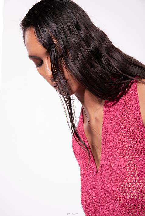 kurze Kleider | Pinko himbeerrot Minikleid aus MaschenstrickZ4ZP32