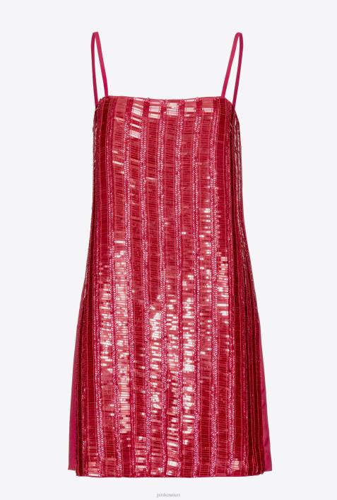 kurze Kleider | Pinko himbeerrot Minikleid mit rechteckigen PaillettenZ4ZP134