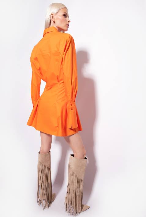 kurze Kleider | Pinko leuchtend orange Kurzes Hemdblusenkleid aus BaumwollpopelineZ4ZP64