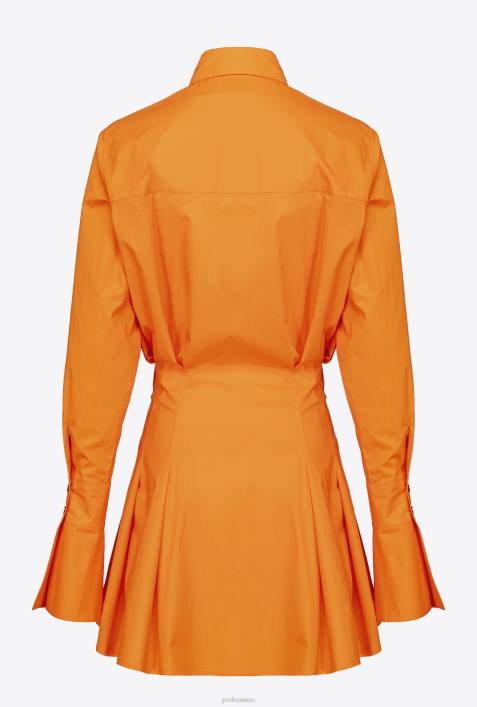 kurze Kleider | Pinko leuchtend orange Kurzes Hemdblusenkleid aus BaumwollpopelineZ4ZP64