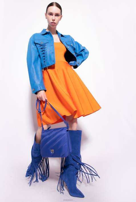 kurze Kleider | Pinko leuchtend orange Minikleid mit Crossover-Detail auf der RückseiteZ4ZP72