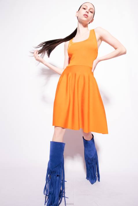 kurze Kleider | Pinko leuchtend orange Minikleid mit Crossover-Detail auf der RückseiteZ4ZP72