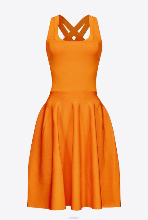 kurze Kleider | Pinko leuchtend orange Minikleid mit Crossover-Detail auf der RückseiteZ4ZP72