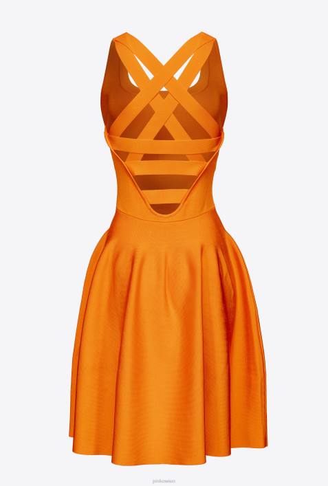 kurze Kleider | Pinko leuchtend orange Minikleid mit Crossover-Detail auf der RückseiteZ4ZP72