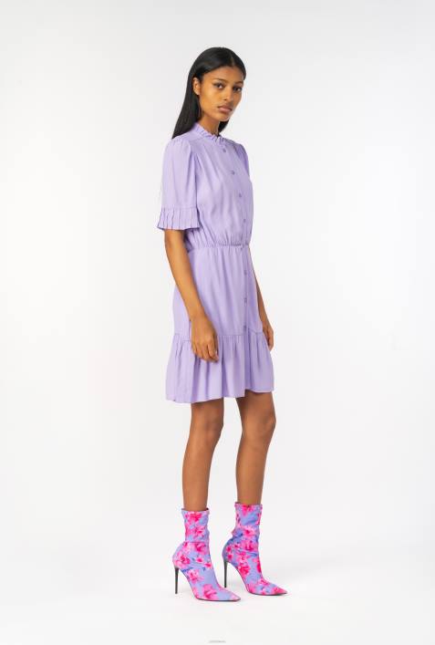 kurze Kleider | Pinko lila Tulpe Marokkanisches Mini-HemdkleidZ4ZP19