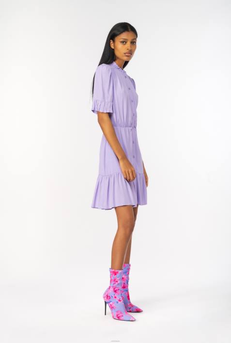 kurze Kleider | Pinko lila Tulpe Marokkanisches Mini-HemdkleidZ4ZP19