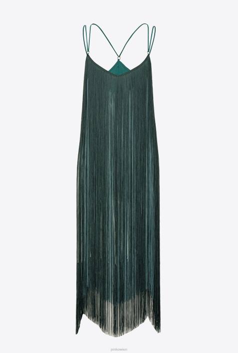 kurze Kleider | Pinko mehrfarbig/mintgrün Minikleid mit langen FransenZ4ZP190