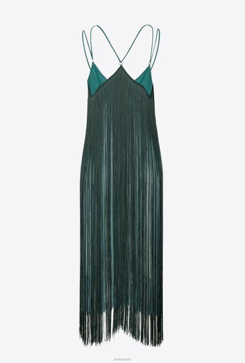 kurze Kleider | Pinko mehrfarbig/mintgrün Minikleid mit langen FransenZ4ZP190