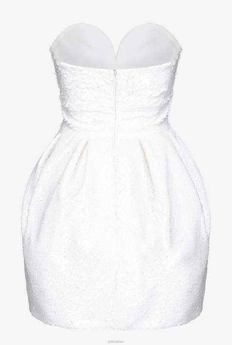 kurze Kleider | Pinko nicht-gerade weiss Galleria Mini-Ballonkleid mit durchgehenden PaillettenZ4ZP205