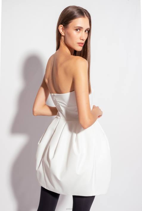kurze Kleider | Pinko nicht-gerade weiss Galleria Taft Mini-BallonkleidZ4ZP208