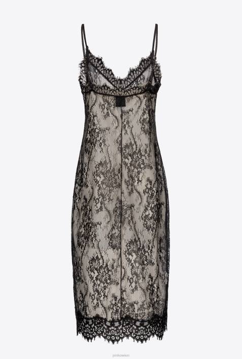 kurze Kleider | Pinko schwarz/butter Spitzen-Dessous-MinikleidZ4ZP55