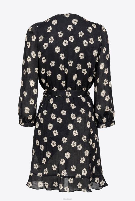 kurze Kleider | Pinko schwarz/ecru Grafisches Minikleid mit BlumenmusterZ4ZP57