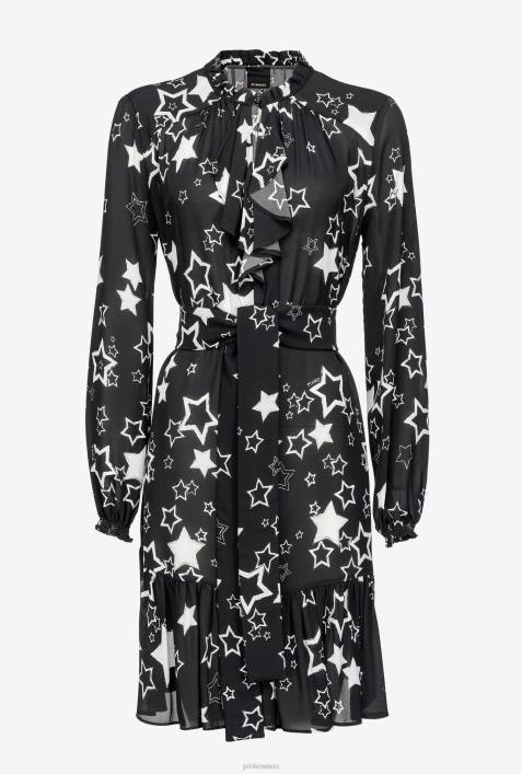 kurze Kleider | Pinko schwarz/grau/weiß Kleid mit SternenmusterZ4ZP176
