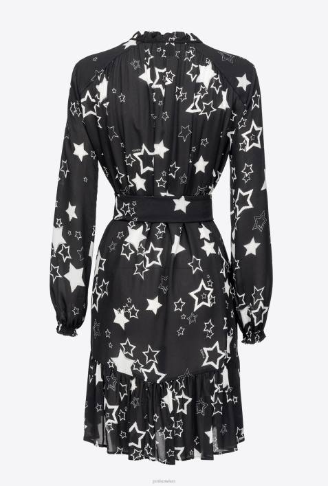 kurze Kleider | Pinko schwarz/grau/weiß Kleid mit SternenmusterZ4ZP176