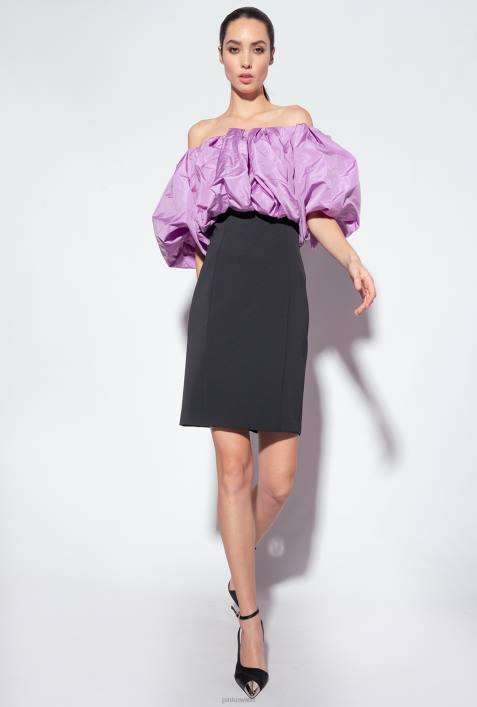 kurze Kleider | Pinko schwarz/lila Galleria-Taft-MinikleidZ4ZP210