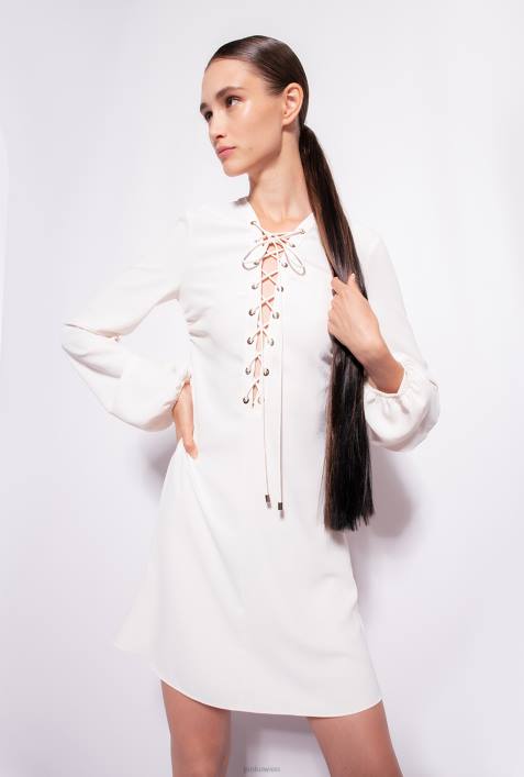 kurze Kleider | Pinko seidenweiß Minikleid mit SchnürungZ4ZP124