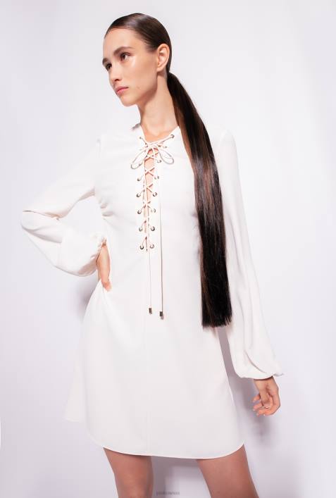 kurze Kleider | Pinko seidenweiß Minikleid mit SchnürungZ4ZP124